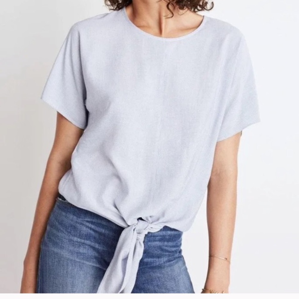 Madewell button back tie-front top